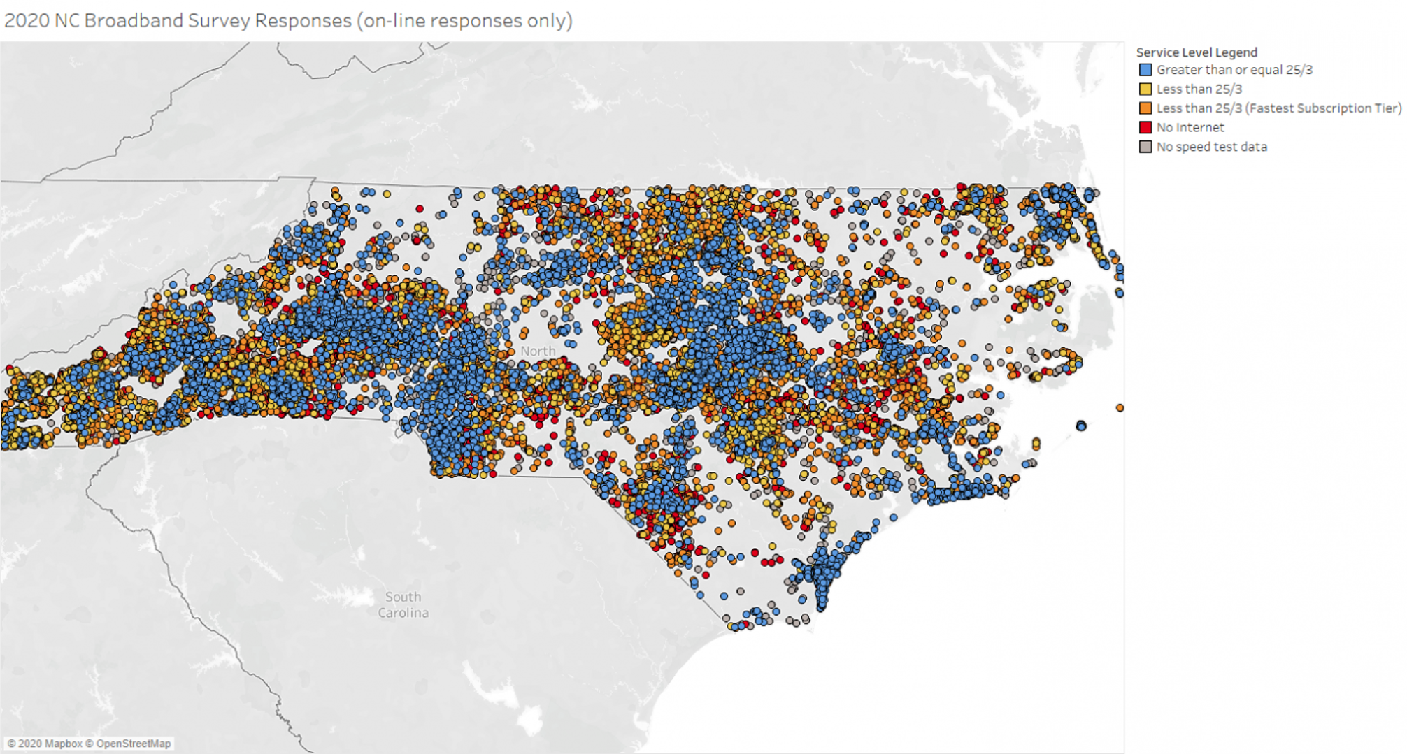A map of broadband availability in NC
